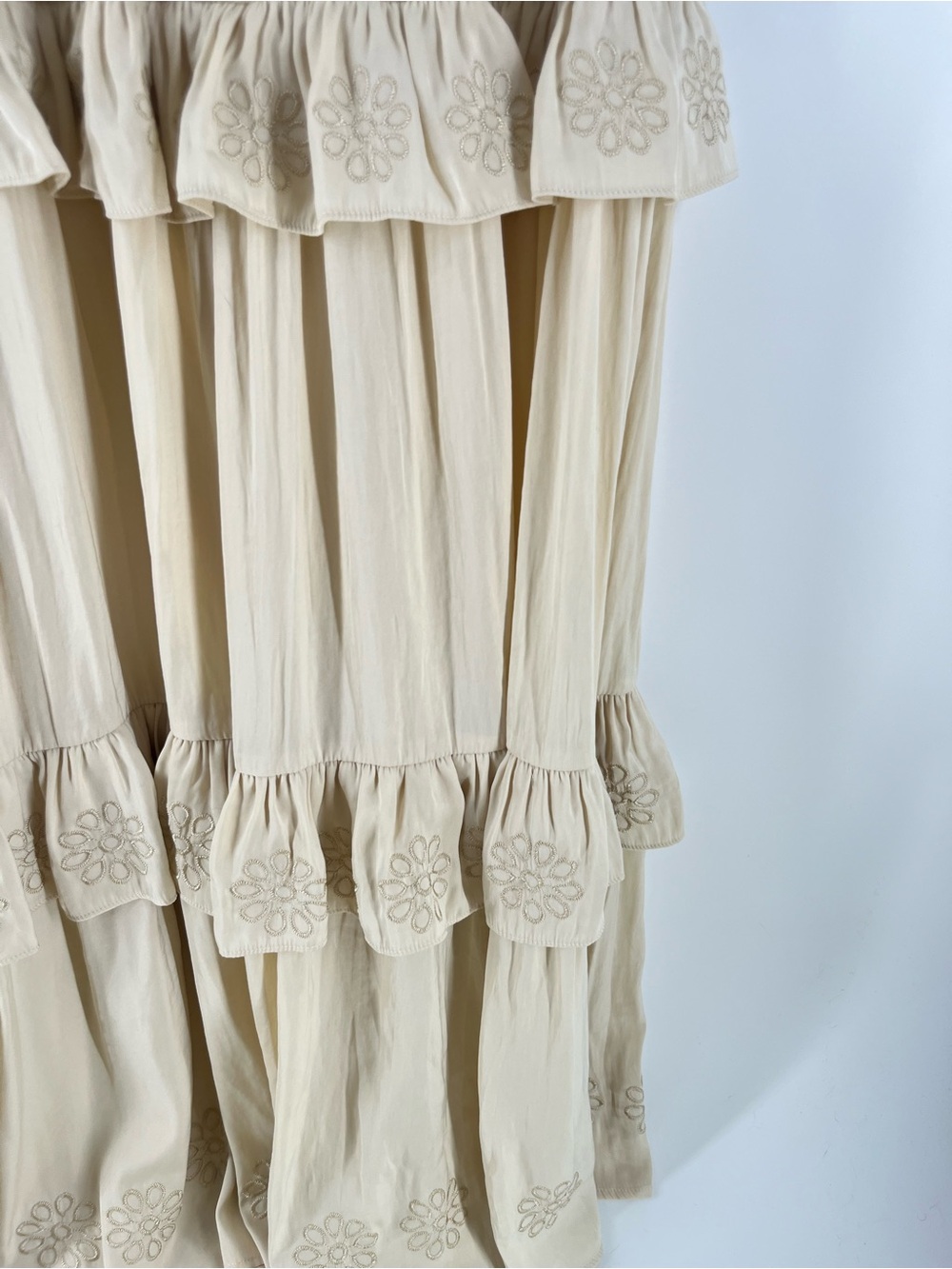 Joie Beige Tiered Maxi Skirt with Embroidered Trim - Picture 5 of 8